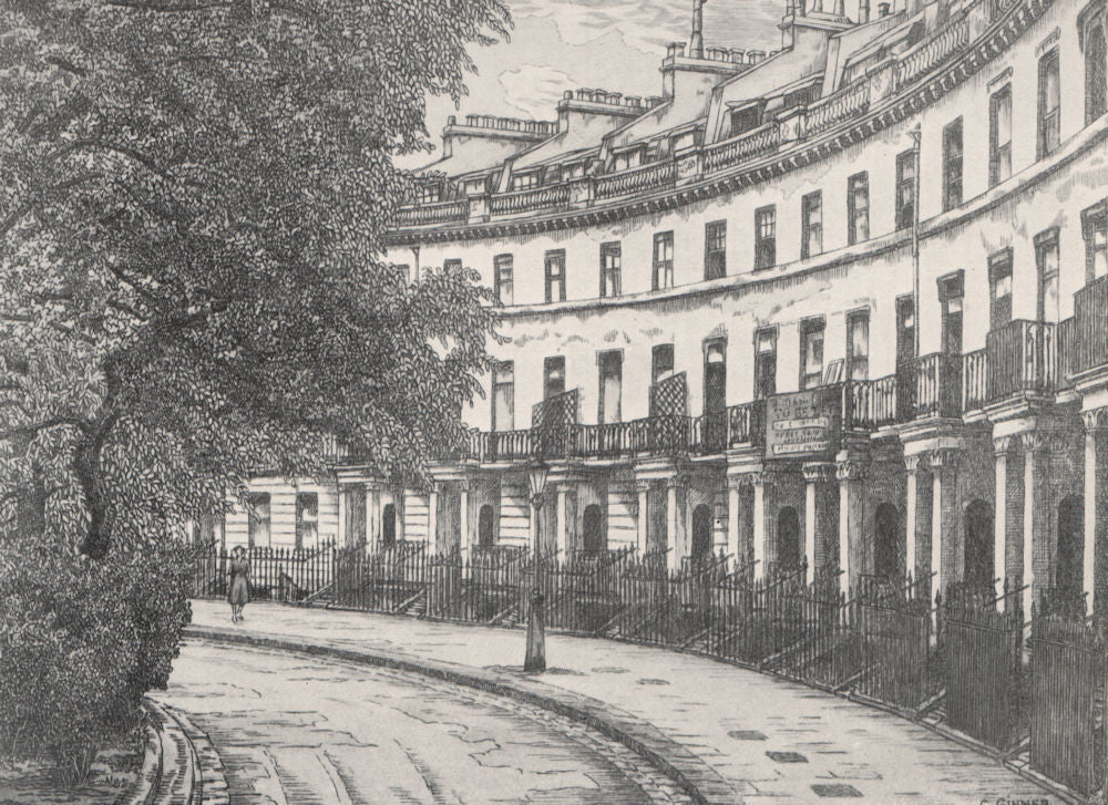 SOUTH KENSINGTON. Pelham Crescent, by Charles Ginner 1947 old vintage print